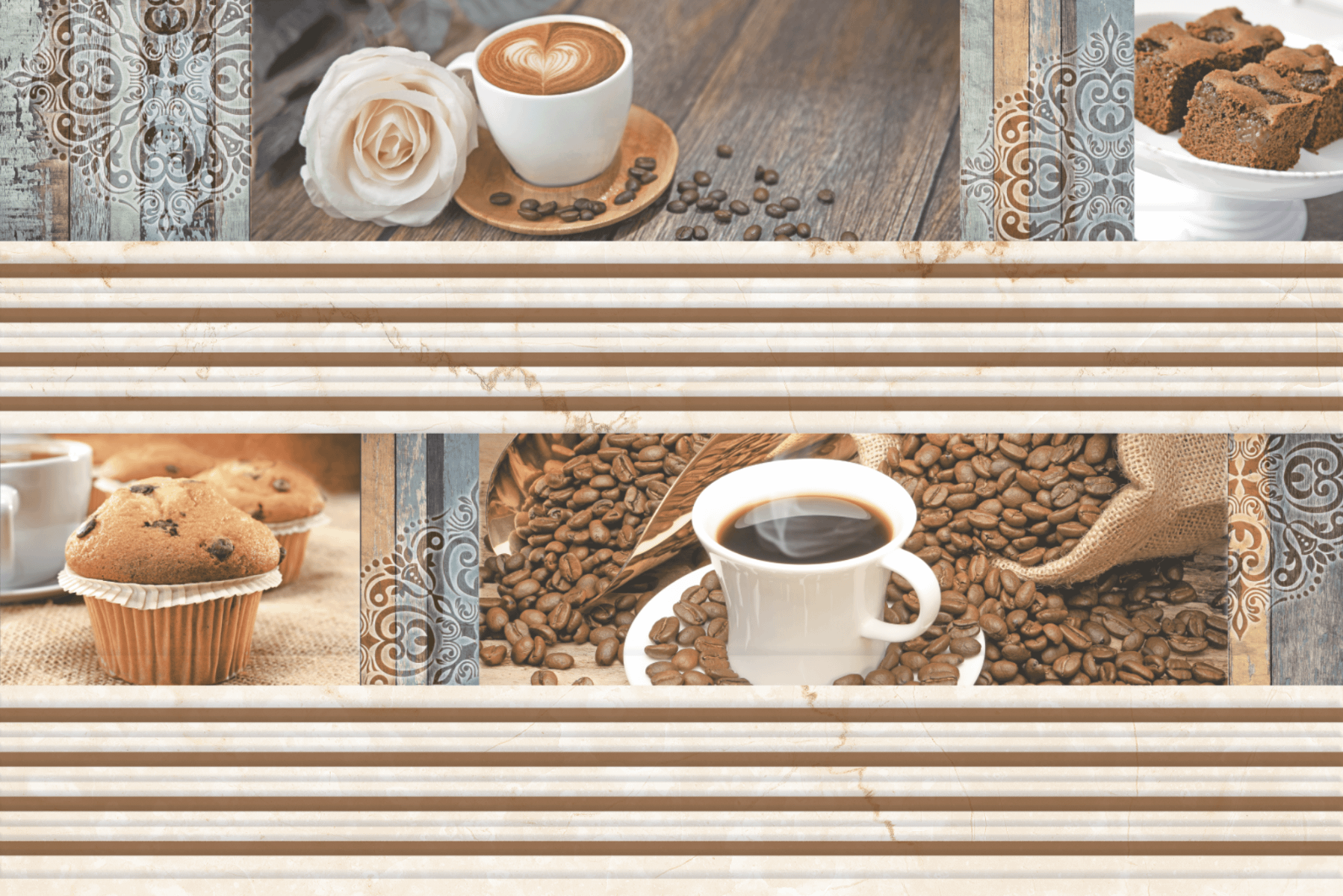 Buy ODH Muffin Coffee Bean HL Wall Tiles Online Orientbell Tiles